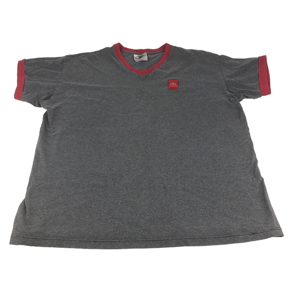 Vintage Nike Men's Shirt V-Neck Sportswear Puffer Patch Logo Large Gray & Red - Picture 1 of 16